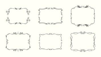 Vintage ornamental frame set. Ornate vintage square frames and scroll elements vector