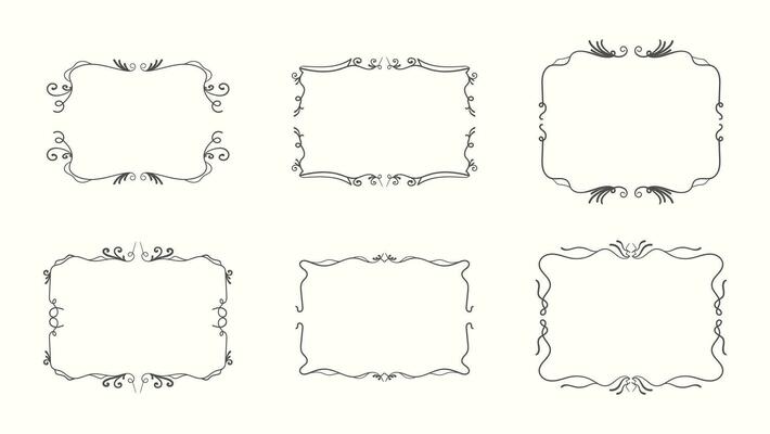 Vintage ornamental frame set. Ornate vintage square frames and scroll elements