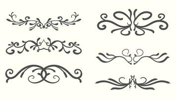 Vintage label ornament divider. Collection of hand drawn borders vector