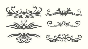 Borders and dividers decorative ornamental elements.  Vintage retro, swirl, scroll and divide vector