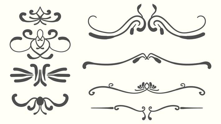 Decorative corners and dividers. Vintage ornamental frame set