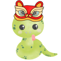 Cute snake wearing Lion dance hat,decorative for Chinese new year festival.Creative with illustration in flat design. png