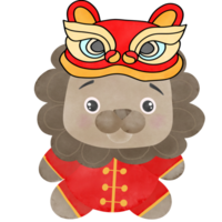 Cute Lion wearing Lion dance hat,decorative for Chinese new year festival.Creative with illustration in flat design. png