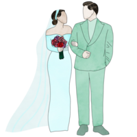 mano dibujado, novia y novio.boda ceremonia casarse, creativo con ilustración en plano diseño.pareja de amor. png