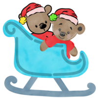 Marrone orso indossare Natale costume, creativo con illustrazione nel piatto disegno, acquerello. png