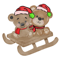 Brown bear wearing Christmas costume, Creative with illustration in flat design,watercolor. png