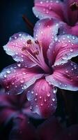 Pink flower with water drops. Generative AI photo