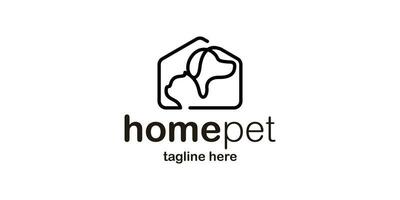 logo design combining the shape of a house with animal pets. vector