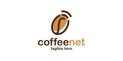 logo design combining signals with coffee beans made in a minimalist line style. vector