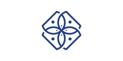 The logo design is a combination of fish shapes with team work made in an abstract and minimalist line style. vector