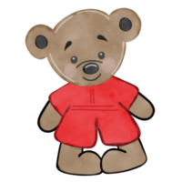 Brown bear wearing Christmas costume, Creative with illustration in flat design,watercolor. png