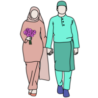 couple de amour.créatif avec illustration dans plat conception.mariée mariage la cérémonie se marier.main dessiné. png