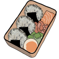 heerlijk Japans eten, handen getekend, creatief met illustratie in vlak ontwerp. png