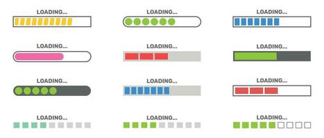 Set of loading icons system software update and upgrade concept. vector