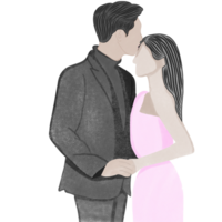 couple de amour.créatif avec illustration dans plat conception.mariée mariage la cérémonie se marier.main dessiné. png