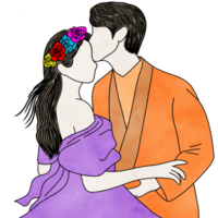 Hand drawn, bride and groom.Wedding Ceremony Marry,creative with illustration in flat design.Couple of love. png