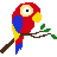 Parrot cartoon icon in pixel style vector