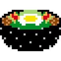 Bibimbap cartoon icon in pixel style vector