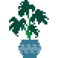 Plant cartoon icon in pixel style vector