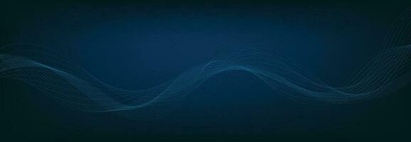 Abstract Banner Template with Blue wavy lines. Technology Banner. vector