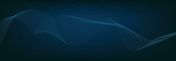 Abstract Banner Template with Blue wavy lines. Technology Banner. vector