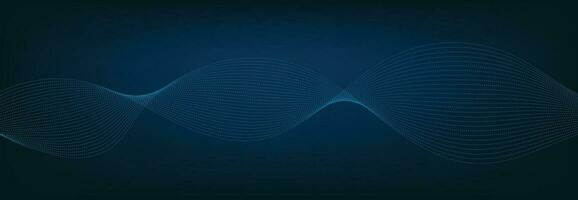 Abstract Banner Template with Blue wavy lines. Technology Banner. vector