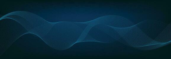 Abstract Banner Template with Blue wavy lines. Technology Banner. vector