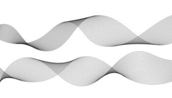 Lines for the Background. Black Stripes on a White Background. Set of Wavy Lines. Multiple Line Waves. Grey Waves with Lines. Vector Waves Set. Curved Wavy Line, Smooth Stripe.