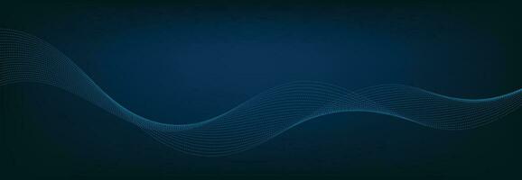 Abstract Banner Template with Blue wavy lines. Technology Banner. vector