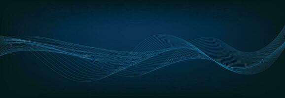 Abstract Banner Template with Blue wavy lines. Technology Banner. vector