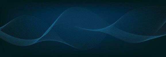 Abstract Banner Template with Blue wavy lines. Technology Banner. vector