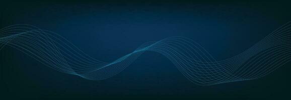 Abstract Banner Template with Blue wavy lines. Technology Banner. vector