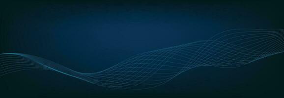 Abstract Banner Template with Blue wavy lines. Technology Banner. vector