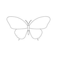 Continuous butterfly one line drawing and simple single outline vector Drawing