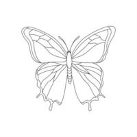 Continuous butterfly one line drawing and simple single outline vector Drawing