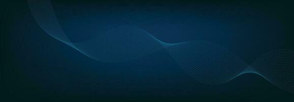 Abstract Banner Template with Blue wavy lines. Technology Banner. vector