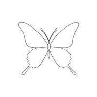Continuous butterfly one line drawing and simple single outline vector Drawing