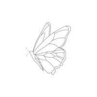 Continuous butterfly one line drawing and simple single outline vector Drawing