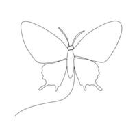 Continuous butterfly one line drawing and simple single outline vector Drawing