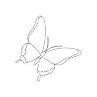 Continuous butterfly one line drawing and simple single outline vector Drawing