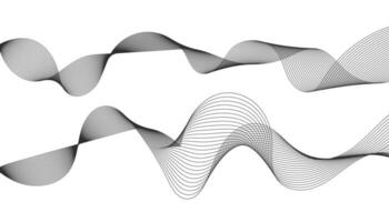 Lines for the Background. Black Stripes on a White Background. Set of Wavy Lines. Multiple Line Waves. Grey Waves with Lines. Vector Waves Set. Curved Wavy Line, Smooth Stripe.