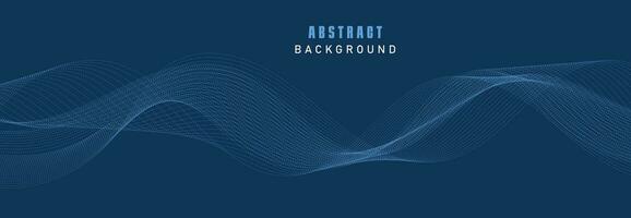 Vector Data Technology Background. Dotted Halftone Waves Connecting Dots and Lines on a Blue Background.