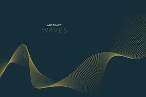 Abstract Blue Vector Background with Golden Wavy lines