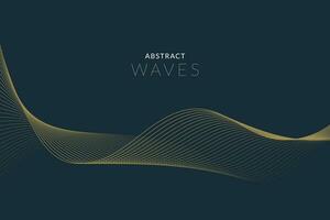 Abstract Blue Vector Background with Golden Wavy lines