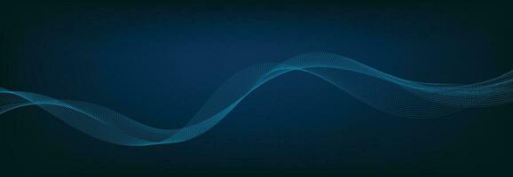 Abstract Banner Template with Blue wavy lines. Technology Banner. vector