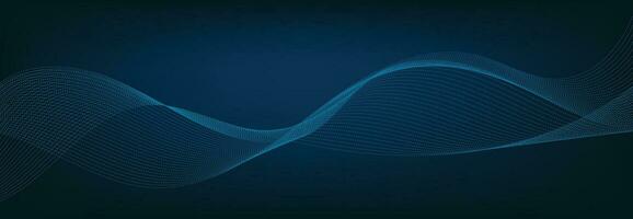 Abstract Banner Template with Blue wavy lines. Technology Banner. vector