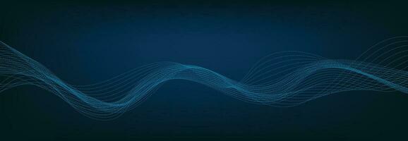 Abstract Banner Template with Blue wavy lines. Technology Banner. vector