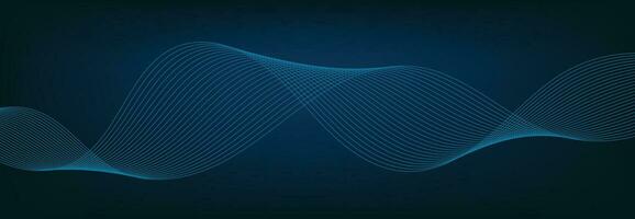 Abstract Banner Template with Blue wavy lines. Technology Banner. vector