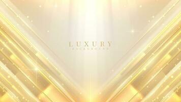 Cream colored abstract luxury background with golden light effect decoration and bokeh. Vector illustration.