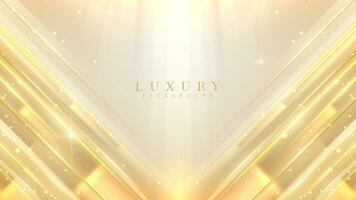 Cream colored abstract luxury background with golden light effect decoration and bokeh. Vector illustration.